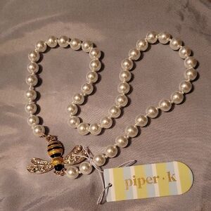 Piper K White Pearl Necklace with Bee Charm BNWT TA Rt Th